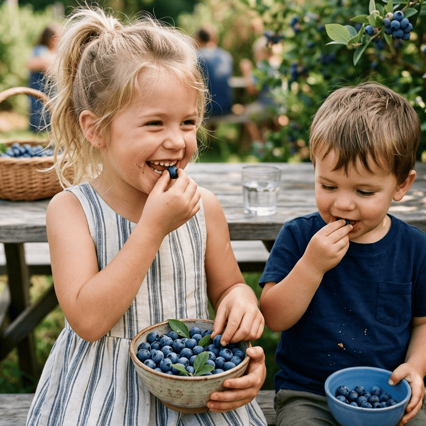 Arandanos ecologicos y niños